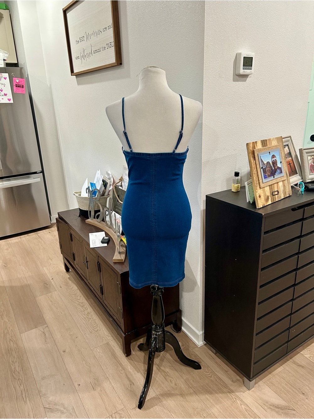 Denim Zip-Front Bodycon Mini Dress - Blue - Picture 4 of 4